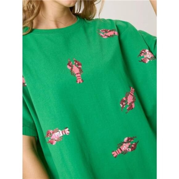 Sequin Lobster Round Neck T-Shirt - Picture 11 of 16